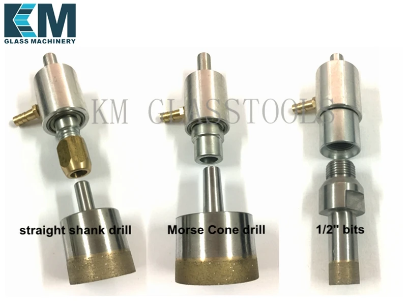 

Glass drilling machine Water Chuck (for connecting drill bit with water pipe). Adapter for 1/2" drill,straight shank,Morse drill
