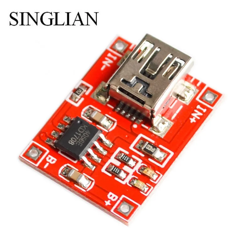 NEW 5pcs/lot Red board TP4056 lithium battery charging module charger 780MA MINIUSB port