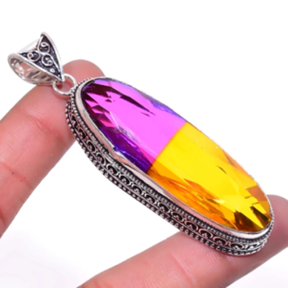 

Bi-Color , Silver Overlay on Copper Antique Pendant , 73mm, P5868