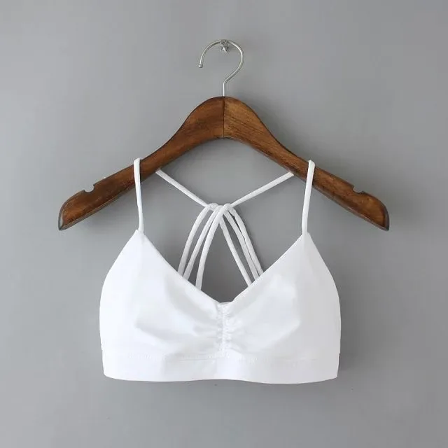 Модные женские туфли пикантные Bralet Strappy Bra Фиолетовый Зеленый Белый Топики женские спинки Короткие Майки бренд Фитнес Бюстье Растениеводство Топы корректирующие регата пляжные