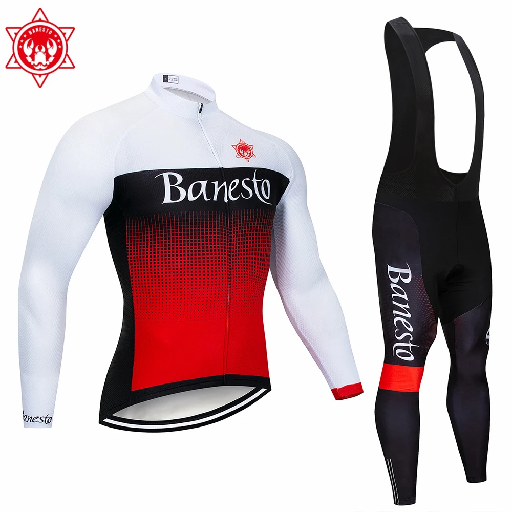 

2018 Banesto Cycing Jersey long sleeves bib pants ropa ciclismo bike bicycle cycling clothing MTB riding sports suit jersey