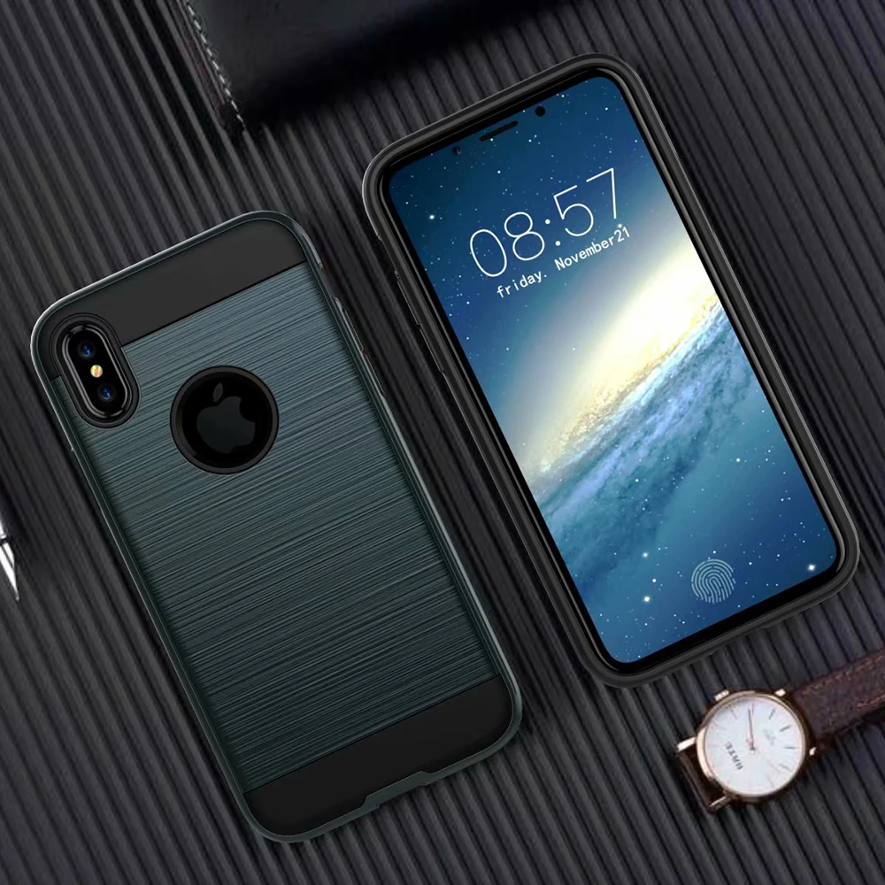 Гибридный прочный защитный чехол для Apple iPhone X XR XS Max противоударный 2 в 1 глянцевый