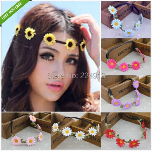 Daisy Headband Hairband Elastic Flower Floral Hair Garland Festival