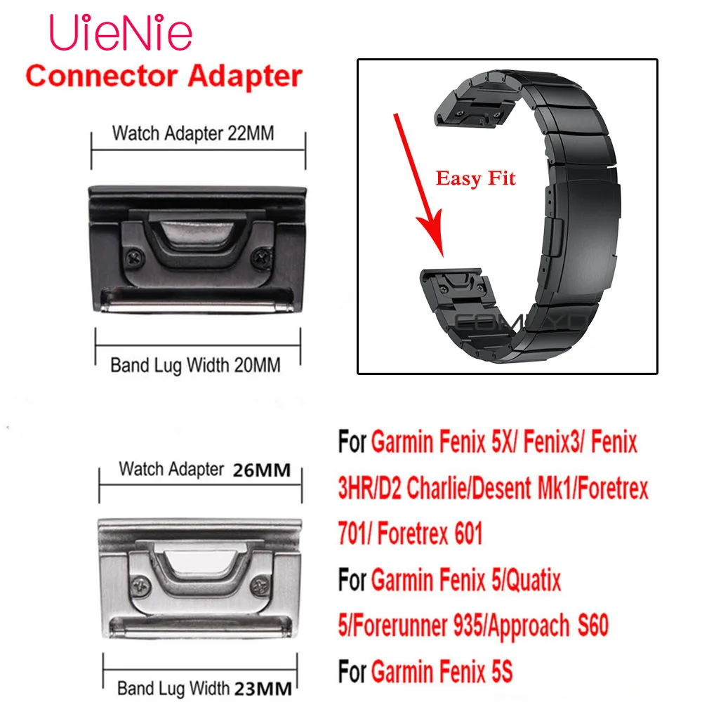 

26mm 22mm 20mm Stainless Steel Quick release Band Buckle Connector Adapter For Garmin Fenix 5/5X/5S/Fenix 3/3HR/Forerunner 935