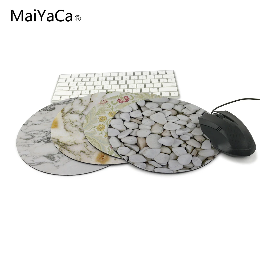Round mouse pad small size White marble stone Round Rubber Soft Gaming