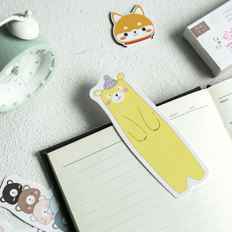 

30pcs Cute Cartoon Bookmarks Rabbit Cat Squirrel Bear Paper Page Notes Label Message Card Book Marker School Supplies Stationery
