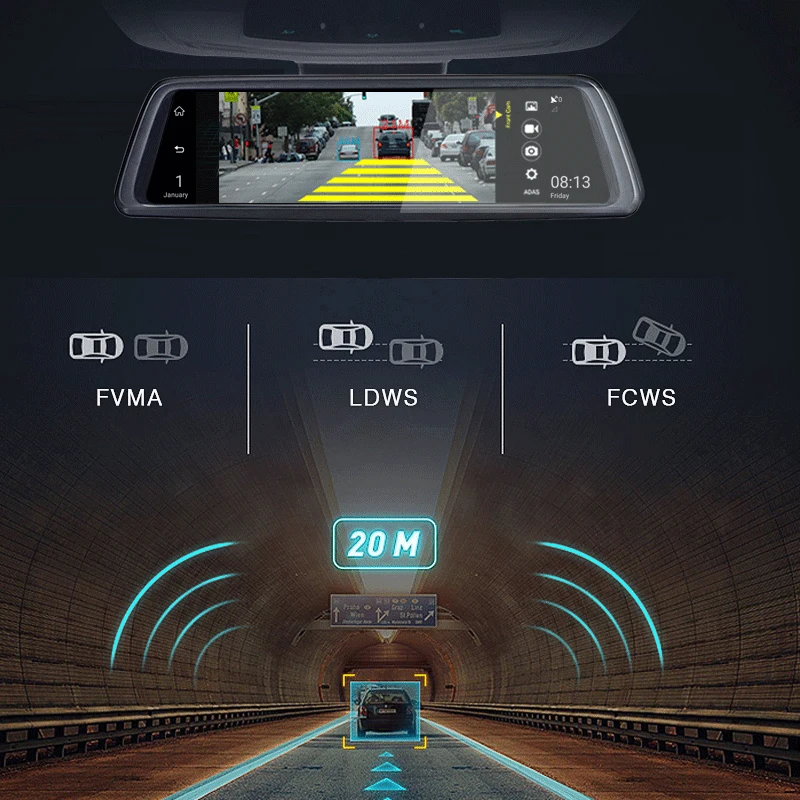 Phisung V9 10 &quotсенсорный IPS 4 г Android зеркало GPS FHD 1080 P два объектива Видеорегистраторы