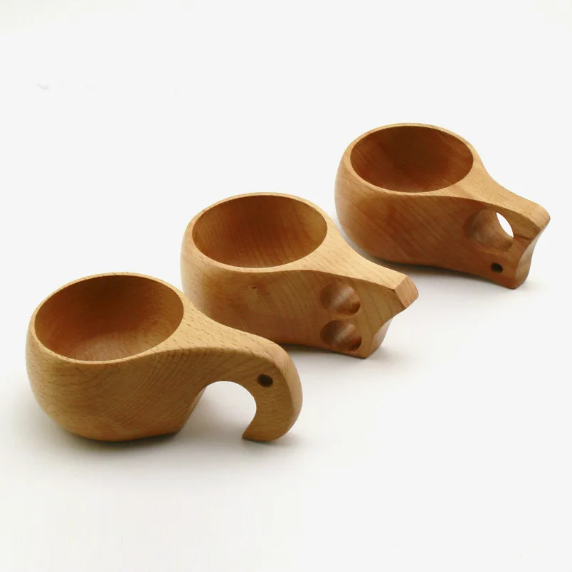 

ZAKKA Custom Text Patterns Handmade Oak Wooden Cups Nordic Style Finnish Outdoor Wood Wine Cup Elephant Cups Coffee 100Pcs/CTN
