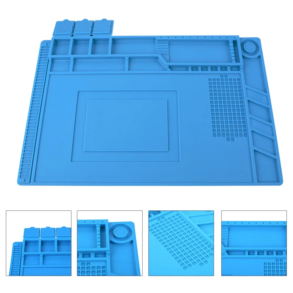 

Heat Insulation Welding Work Table Mat Silicone Table Mat For Mobile Phone Maintenance With Calipers And Grooves 34x23/45x30cm