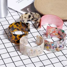 Bracelet en acrylique pour femmes, style Boho, léopard, résine, manchette ouverte, Vintage, bijoux, accessoire, bijoux