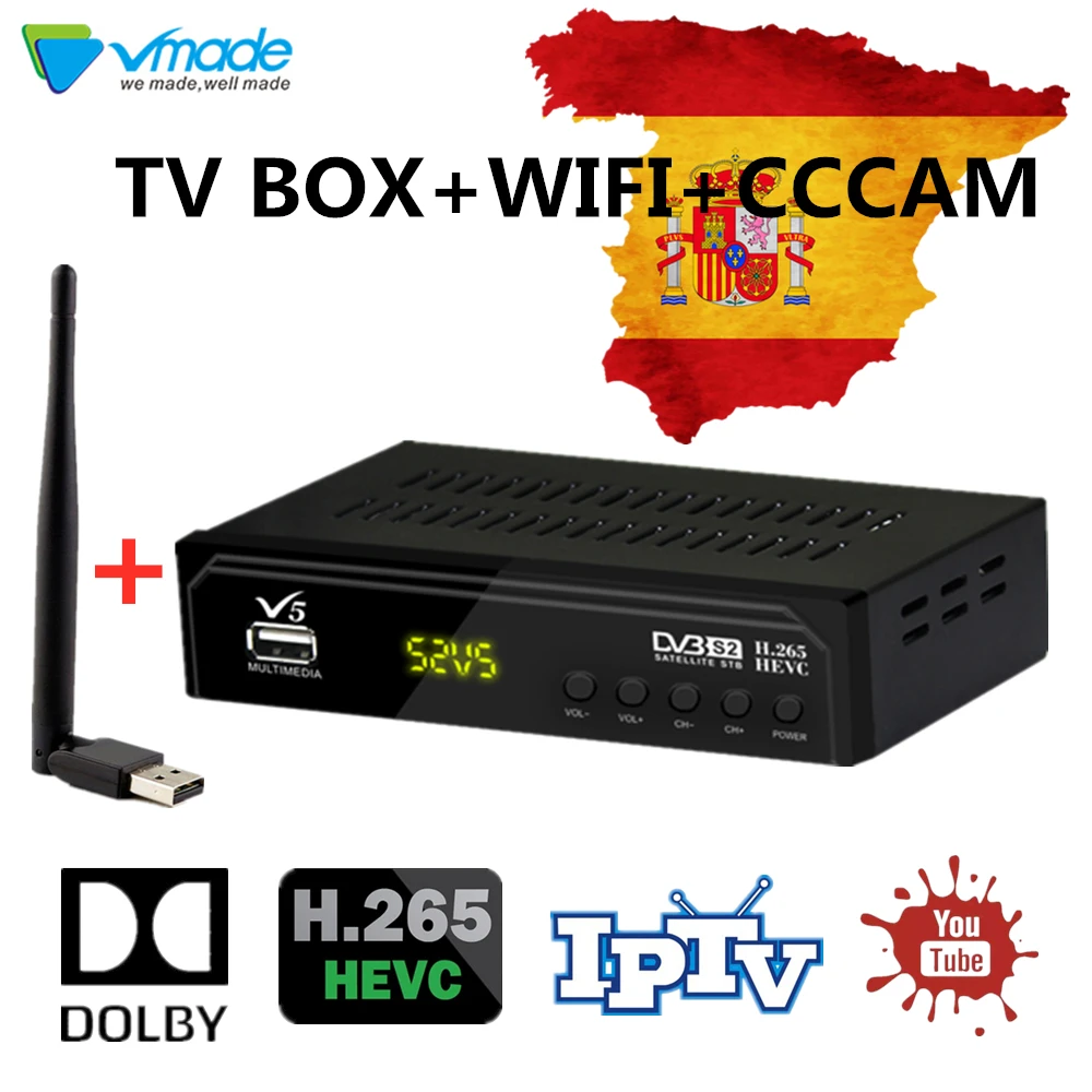 

Full hd DVB S2 V5 Satellite TV Receiver HD+USB WIFI DVB-S/S2 satellite receptor+2 Year's Europe Cccam Free satellite TV decoder