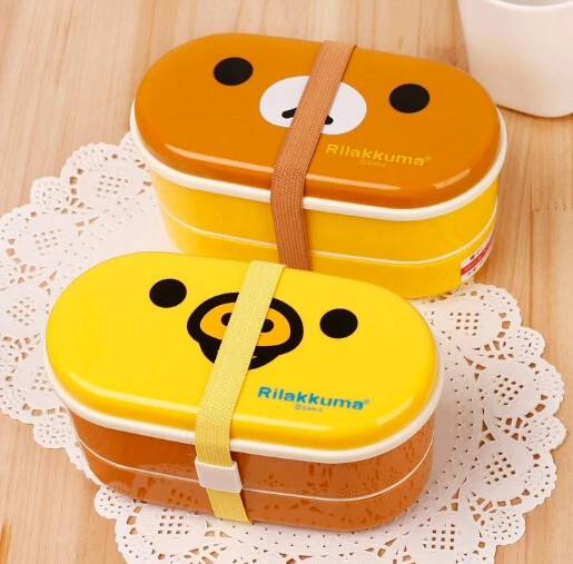 

Plastic Lunch Box Cute Bento Kids Lunch Box 2 Layers