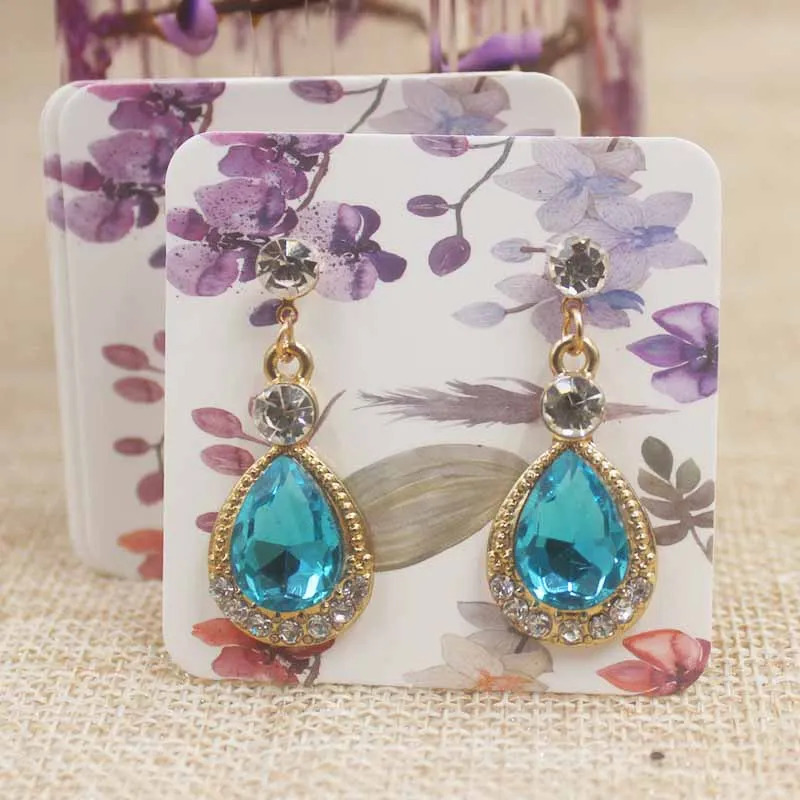 

200pcs/lot flower pattern earring package card colorful print jewellery earring tag card paper marbel design earring dispaly tag