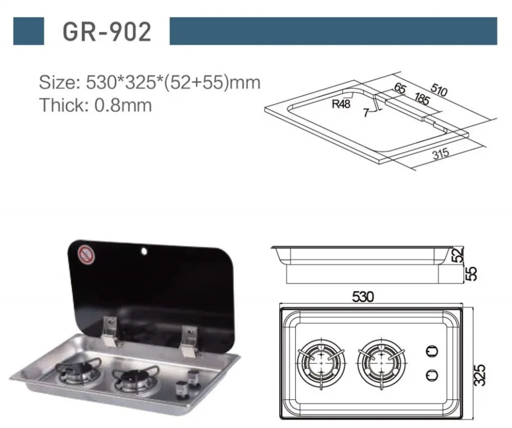 Лодка Караван RV Camper 2 горелки LPG газовая плита конфорка с крышкой из закаленного стекла GR-902