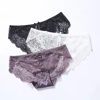 

Sexy Panties Lace Women Underwear Hollow Lingerie Briefs Female Comfort Panty Intimates ropa interior femenina 3pcs