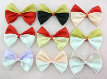 

50pcs/lot Two Tone Satin Ribbon Bows Blank For Girls Hair Dresses/Clothing/Shoes Accessories DIY Assorted