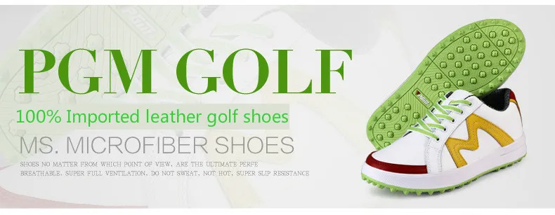 PGM женская натуральная кожаная обувь для гольфа ультралегкие водонепроницаемые дышащие женские нескользящие износостойкие кроссовки для гольфа 34-39