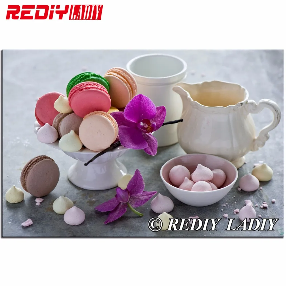 

3D Diamond Painting Sweets Macaron Cross Stitch Pattern 5D Diamond Embroidery Still Life Mosaic Resin Full Drill Home Decoration