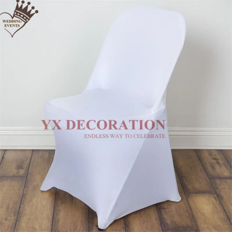 

White And Black Folding Lycra Spandex Chair Cover For Wedding Banquet Event Stretch Chair Covers Deocration