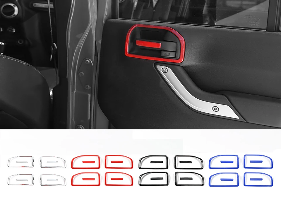 SHINEKA Interior Door Handles ABS Car Interior Door Handle Bowl Cover Trims Decoration Stickers For Jeep Wrangler JK 2011-2017