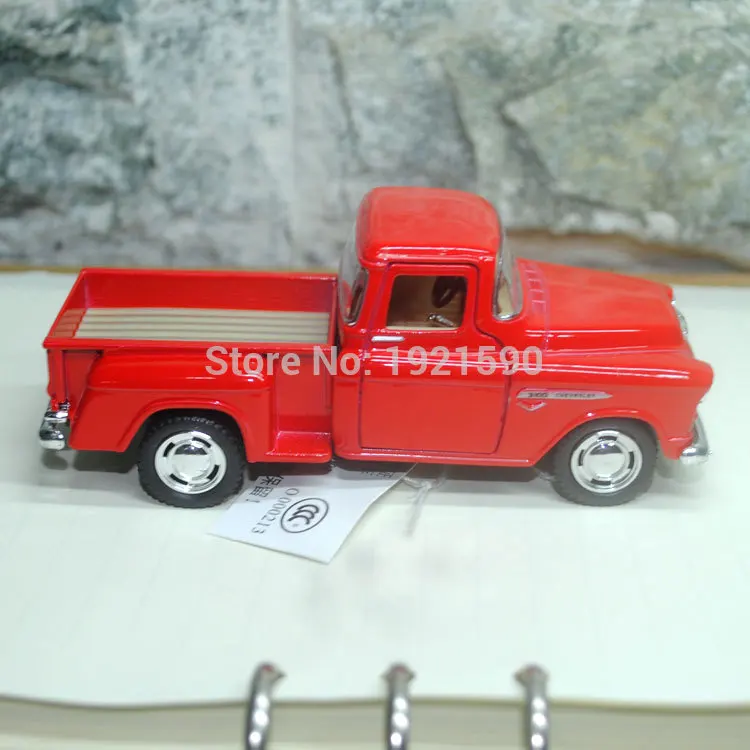 YJ KT 1/32 Scale, игрушки для автомобиля с оттягиванием, США 1955, Chevy Stepside, пикап, литая металлическая модель автомобиля, игрушка для подарка/коллекции/детей