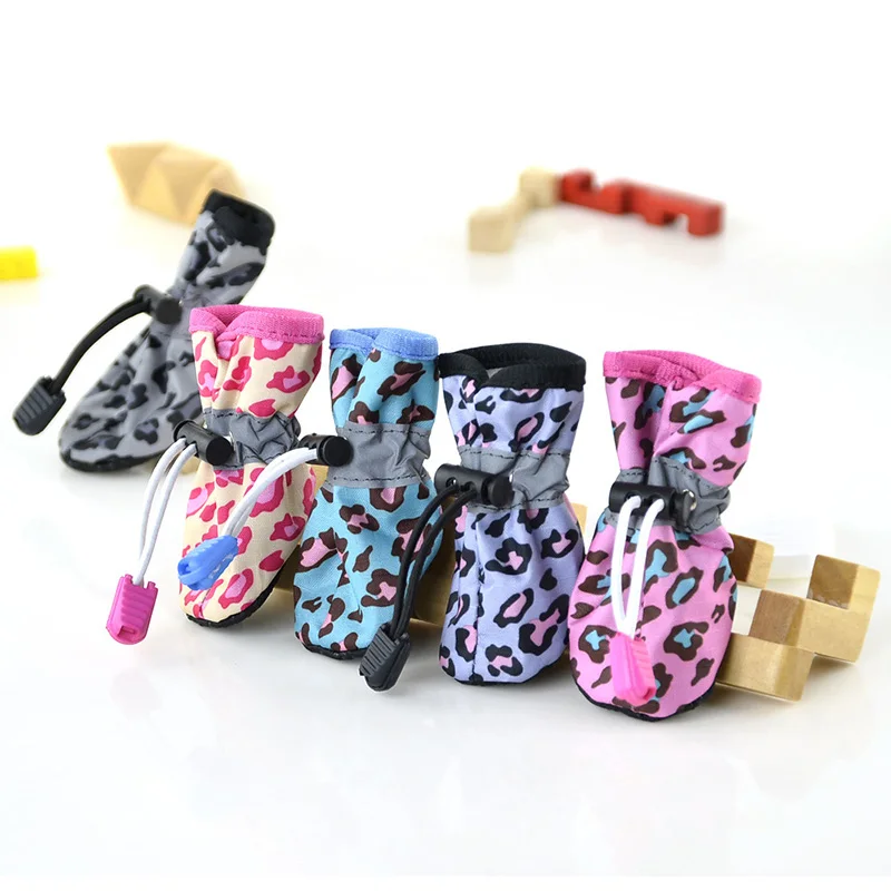 Xsxl 2016 Fashion Dogs Shoes Leopard Print Waterproof Dog Shoe Pets