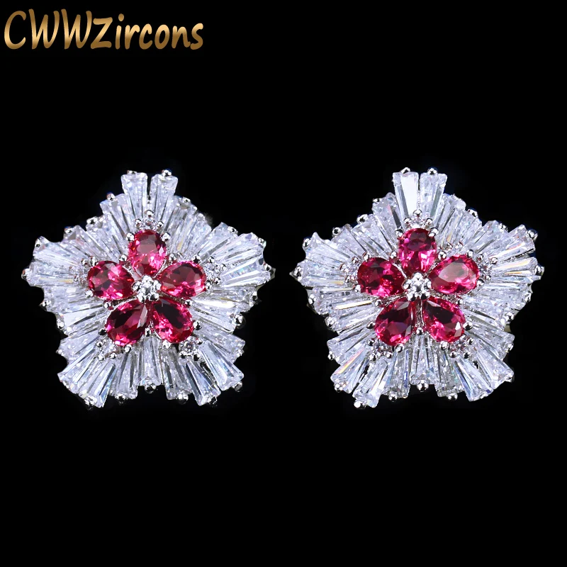 CWWZircons корейский модный бренд ювелирные изделия Розовый Красный фианит кристалл