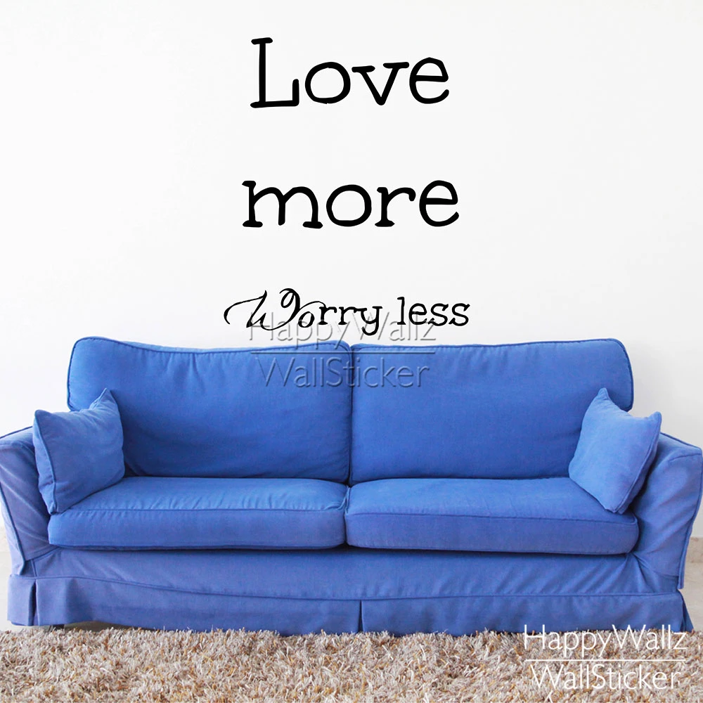 Image Love More Worry Less Quote Wall Sticker Inspirational Quote Wall Decal DIY Removable Easy Decors Vinyl Wall Art Decals 584Q