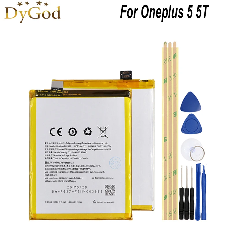 Аккумулятор DyGod 3300 мАч BLP637 для OnePlus 5 5T 1 + Высококачественная сменная стандартная