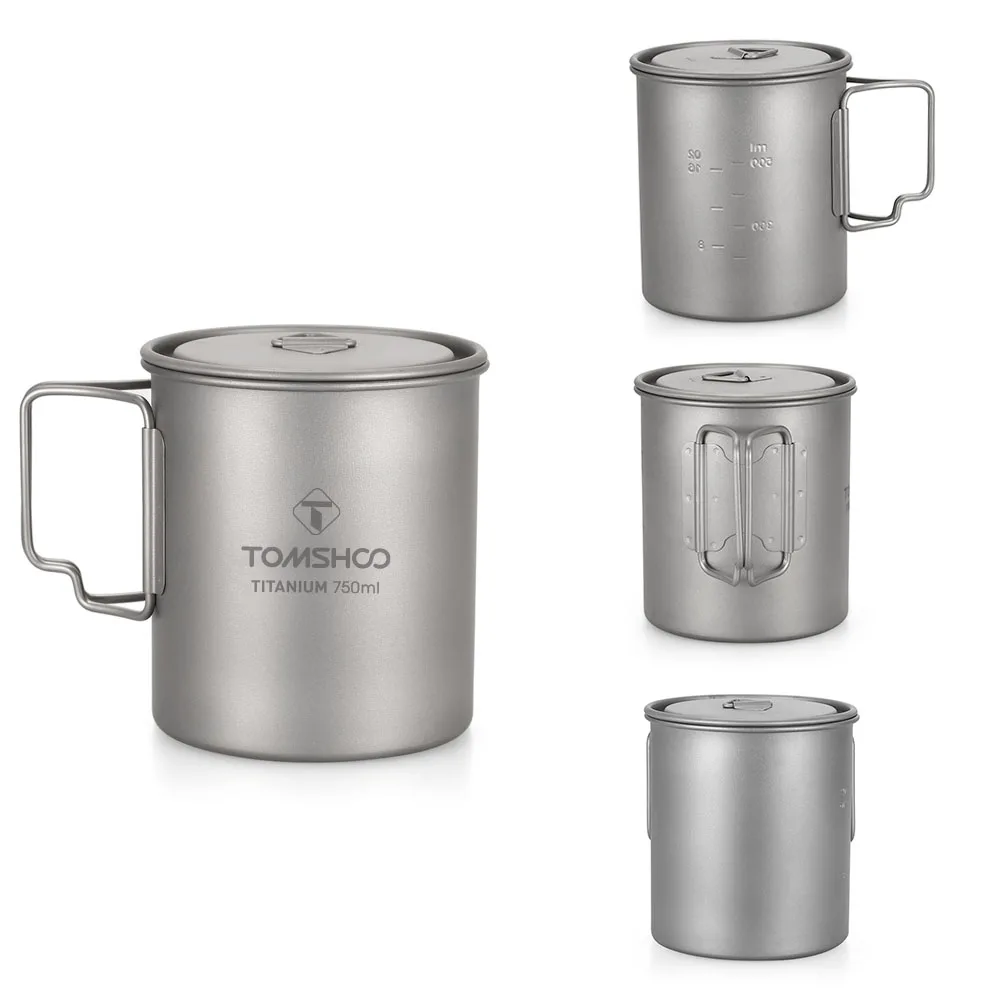 Титановый горшок TOMSHOO 750 мл с крышкой и складной ручкой|camping pot|titanium potcooking pot camping |