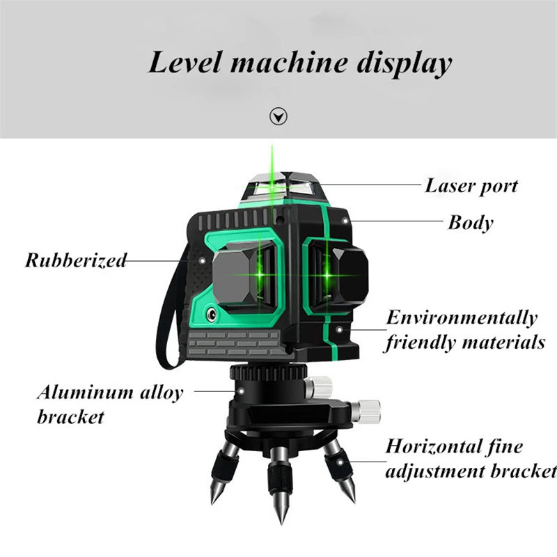 12 lines Laser Level Self-Leveling Horizontal and Vertical Cross Line Red/Green Beam Portable Mini Level Meter