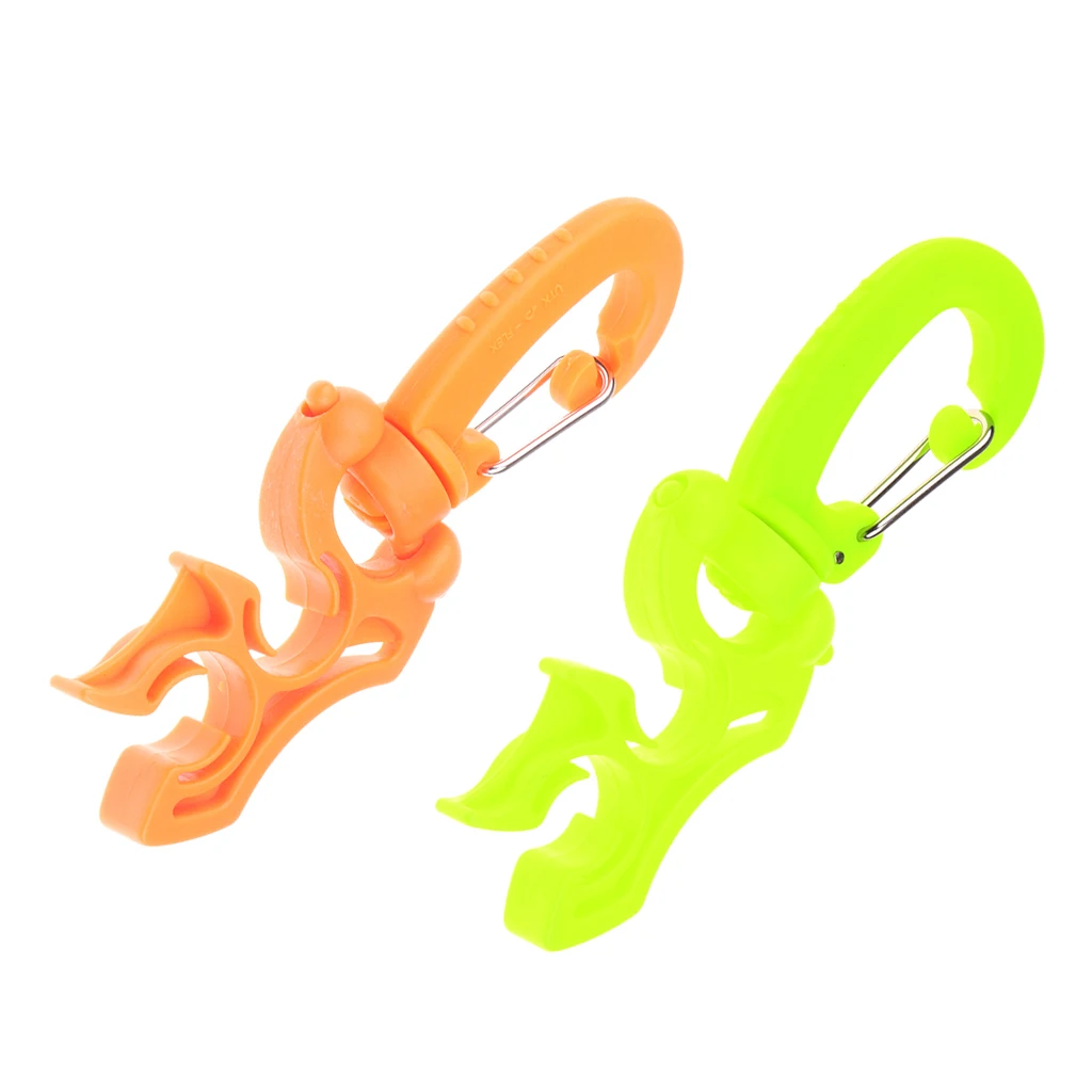 Perfeclan 2Pcs Scuba Dive Double Hose Holder with Swivel & Folds Clip Buckle 3.9' Diving Double Hose Holder Accessories