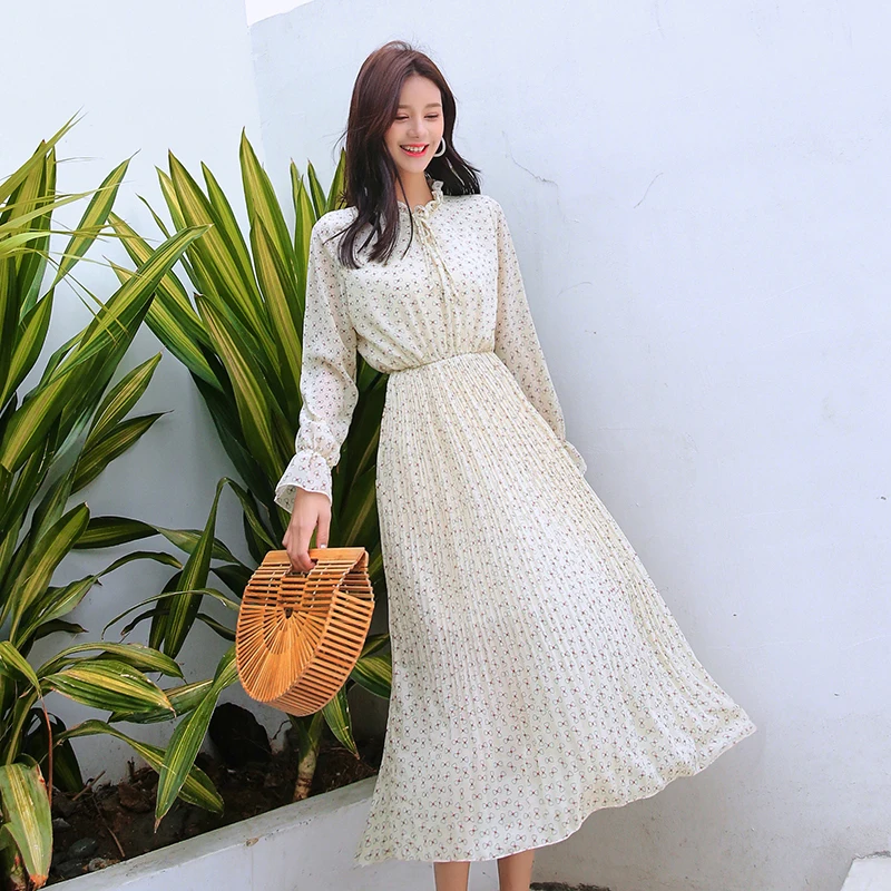 Летнее шифоновое платье с v образным вырезом белое модное Цветочное платье миди с длинным рукавом 2019 богемное повседневное свободное праздничное платье vestidos купить на AliExpress