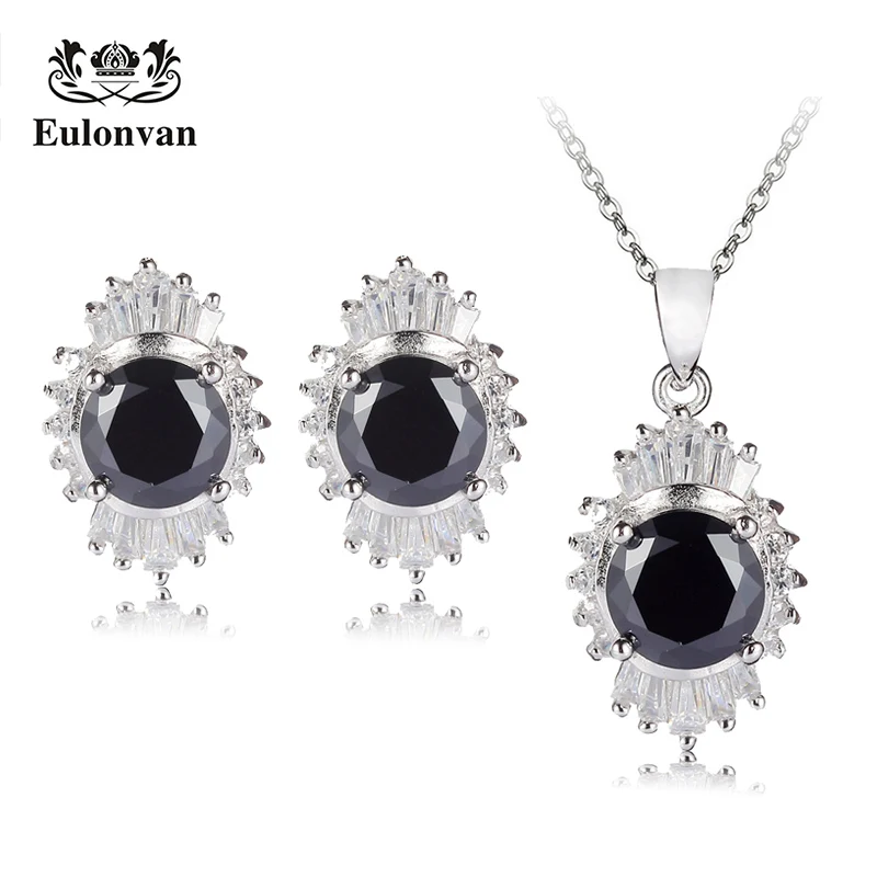 

Eulonvan wedding jewelry sets sterling silver For Female Accessories With Chain Pendants & Necklaces And Earrings Vintage S3716