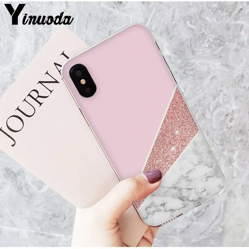 Модный чехол Yinuoda с розовым мраморным рисунком сделай сам для телефона iPhone 6S 6plus 7
