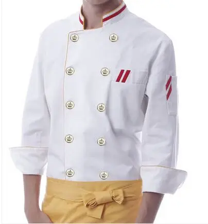 Антистатические Длинные рукава шеф-повар униформа китайский шеф-повара отеля униформы белый кухня шеф-повара одежда ресторан поварская - Цвет: red