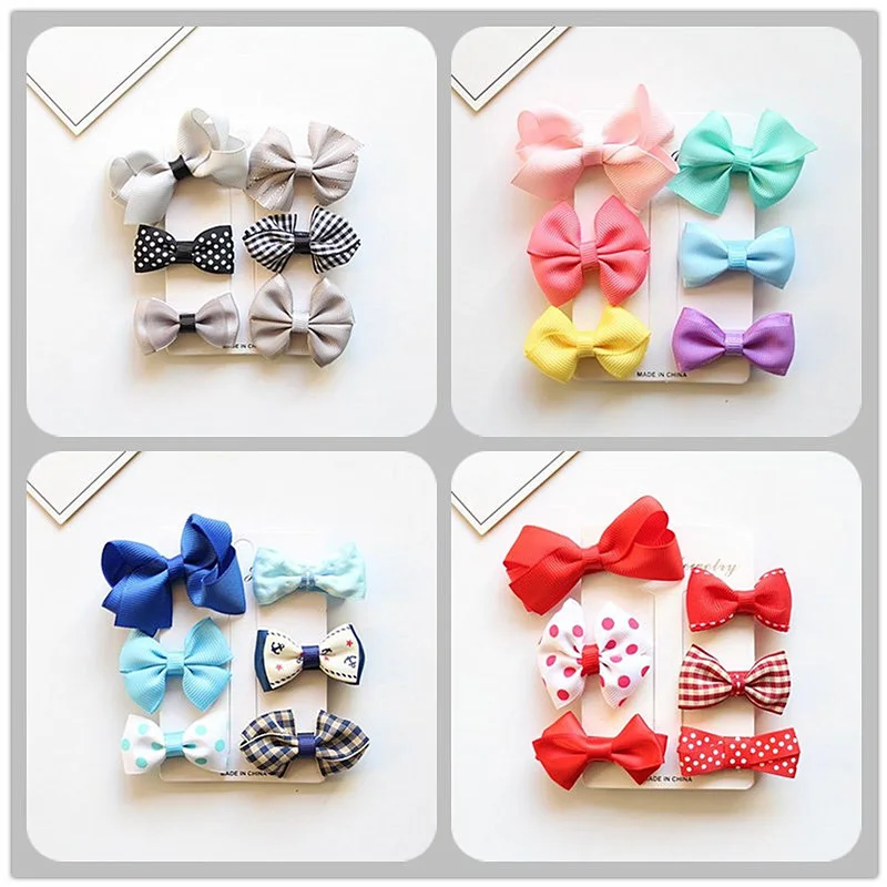

ideacherry Brand Western Style Solid Color Handmade Bowknot Hair Accessories Sets Baby Flowers Barrettes Cut Sweet Girl Hairpins