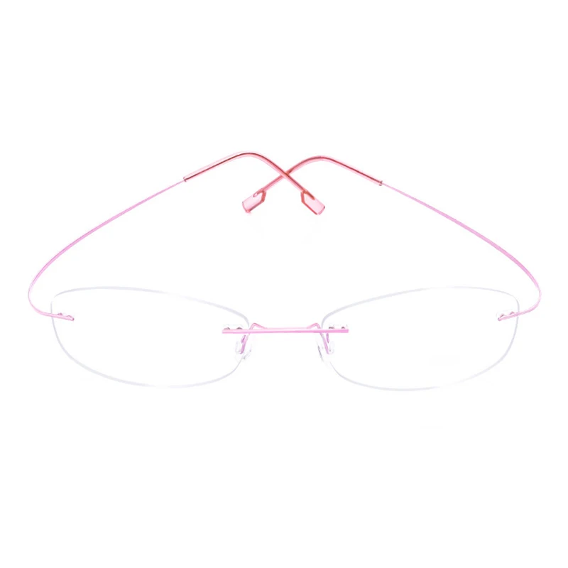 Handoer 865, оправа для очков без оправы для женщин, очки для очков, оптическая оправа по рецепту, гибкие титановые ножки - Цвет оправы: Розовый