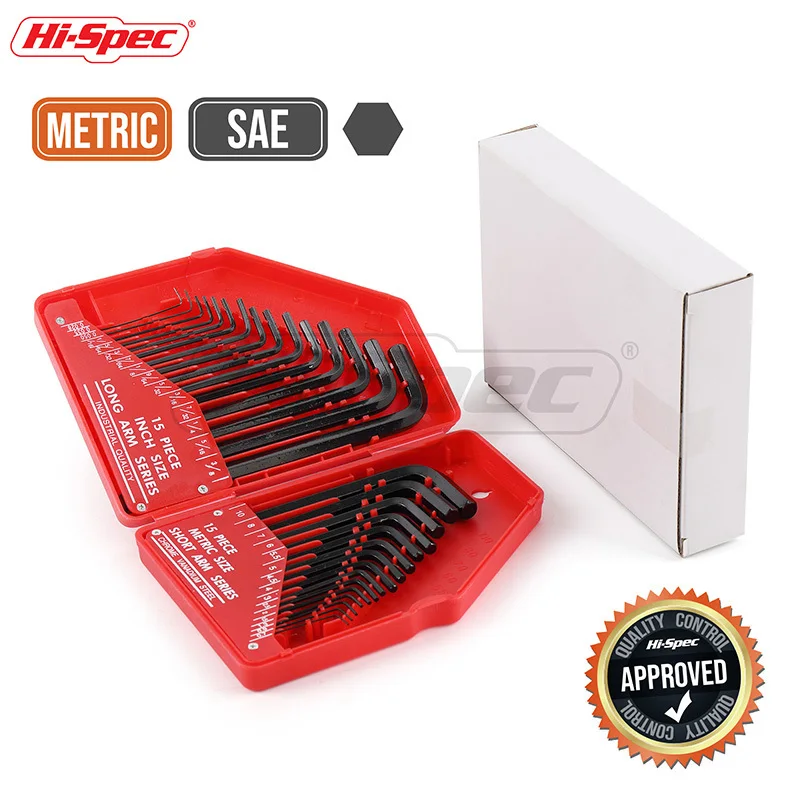 Juego de Llave Unid inglesa de acero CRV conjunto de Llave Hexagonal Universal de brazo corto largo Llave Allen