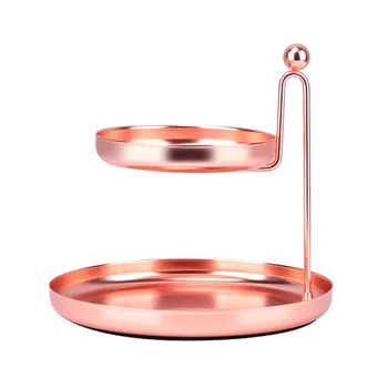 

1pc Jewelry Rack Double-layer Practical Sturdy Iron Storage Rack Storage Tray Hanging Plate for Earrings Cosmetics Keys 4.10