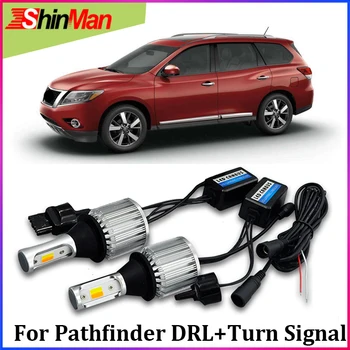 

ShinMan 2x CAR LED Day Light Daytime light & Turn signal Turn light For Nissan Pathfinder 2000-2016 Accessories