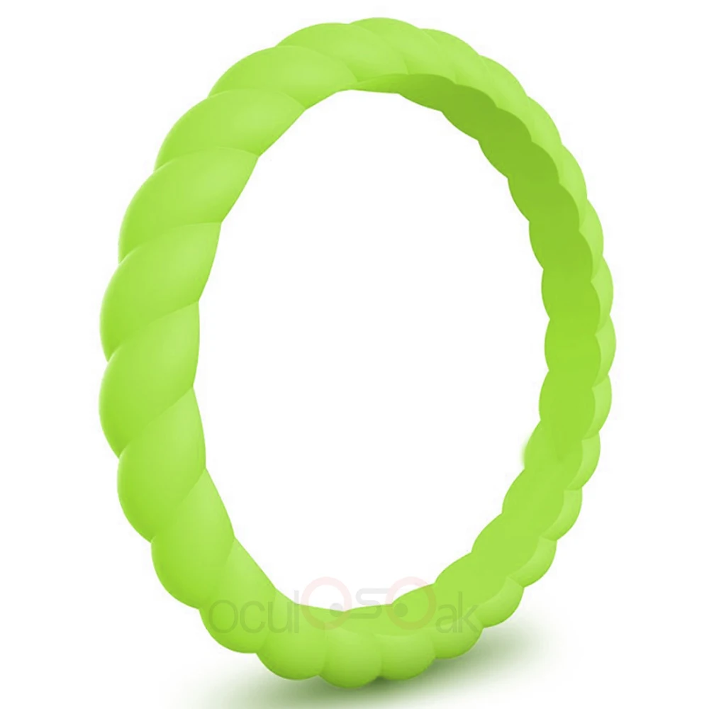Модное 3 мм тонкое плетеное силиконовое кольцо для женщин обручальные кольца спортивные гипоаллергенные Кроссфит гибкое Тканое резиновое кольцо на палец - Цвет основного камня: Grass green