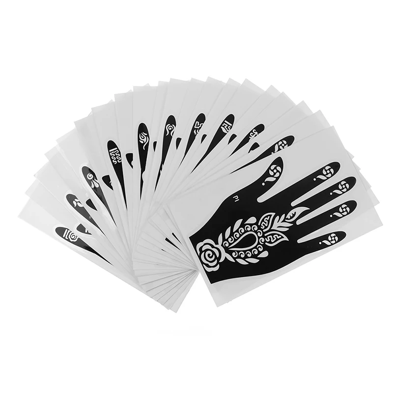 10 Designs 2PCS Flower Lace Hands Henna  Stencil Glitter 