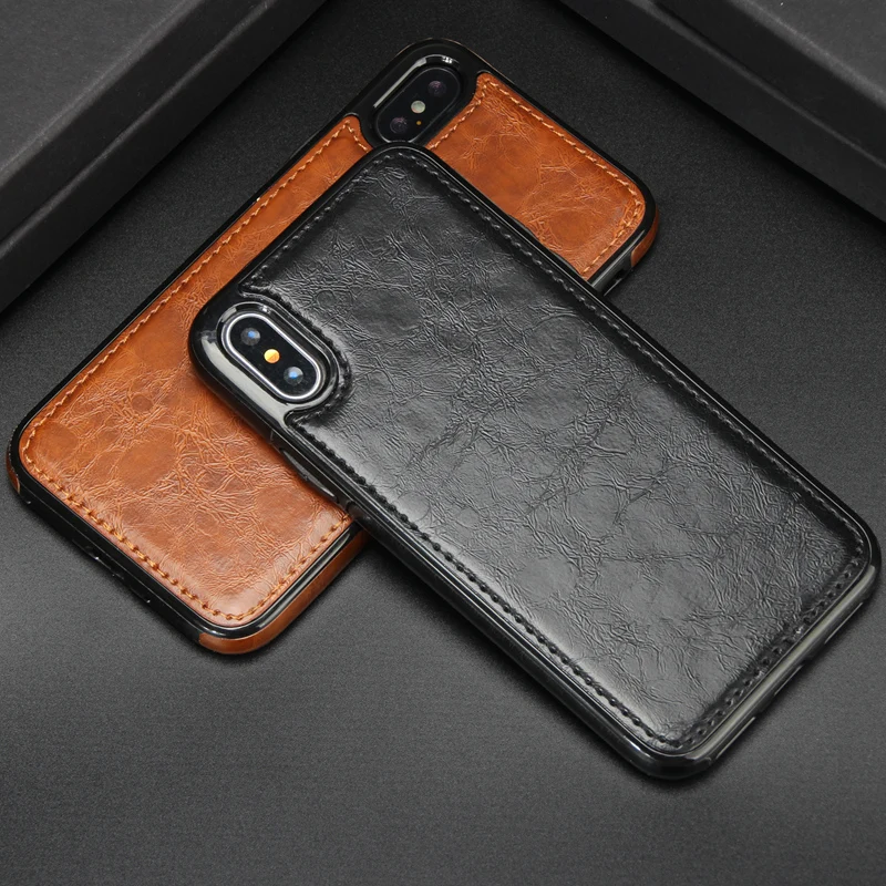 

Vintage Leather Case for iPhone X PU Leather Case Magnetic Absorption Back Cover for iphone 9 8 7 6 6S Plus 5 XS XR XS Max Shell