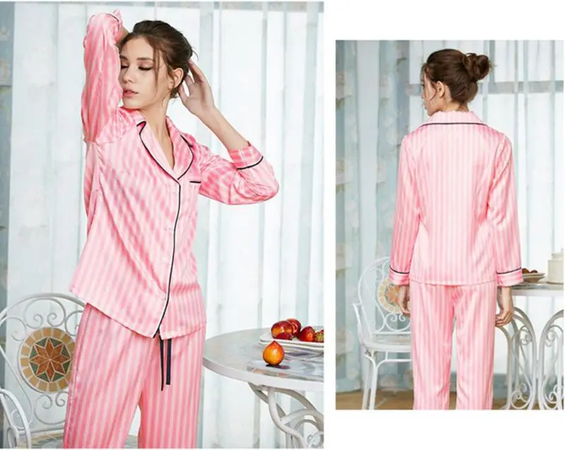 Smmoloa женские шелковые пижамы с принтом шелковые атласные пижамы розовые с длинным рукавом осенние