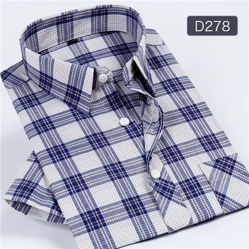 Летние рубашки в клетку с коротким рукавом в английском стиле, дышащие повседневные рубашки в клетку для мальчиков и мужчин - Цвет: D278