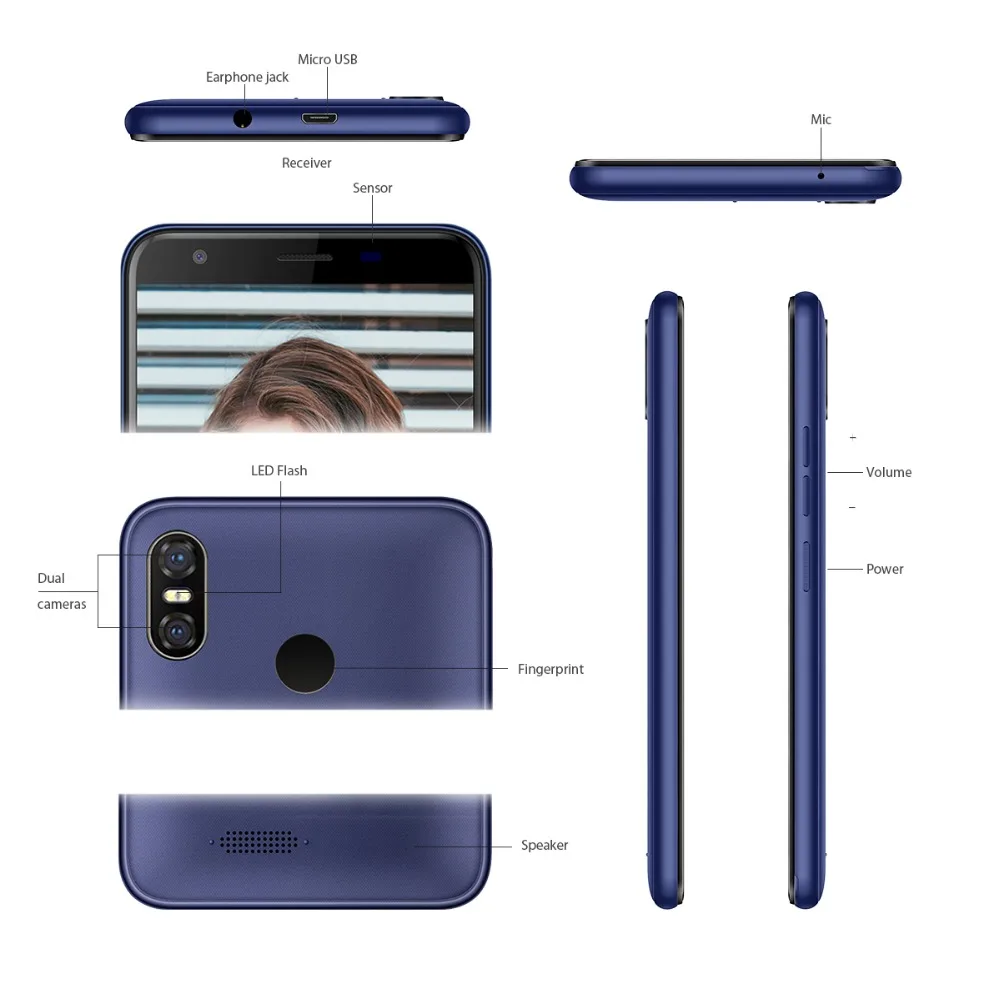 Vernee M3 5.5'' Full Screen Smartphone 3GB 32GB Quad-core Cellphone Android 8.1 3300mAh Face ID Fingerprint 4G LTE mobile phone