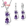 Jewellery Sets Accessories Genuine 925 Sterling Silver  Cubic Zirconia Cat Kitty Necklace Pendant+Leverback Earrings Hot ► Photo 2/6