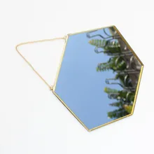Hanging Geometric Brass Hexagonal Mirror Background Wall Golden Bathroom Mirror Entrance Mirror Hanging Makeup Mirror Hanging Geometric Brass Hexagonal Mirror Background Wall Golden Bathroom Mirror Entrance Mirror Hanging Makeup Mirror