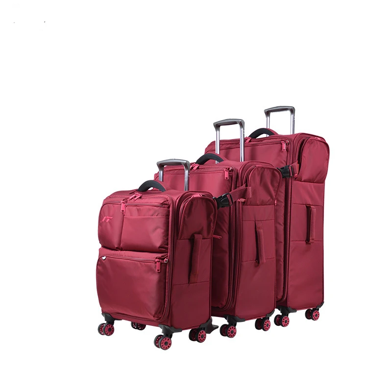 Оксфорд тележка чехол, чехол, 20-дюймовый для мужского и женского пола чемодан, пароль Чемодан, застежка-молния Универсальный колеса valise - Цвет: Red Set 3pcs